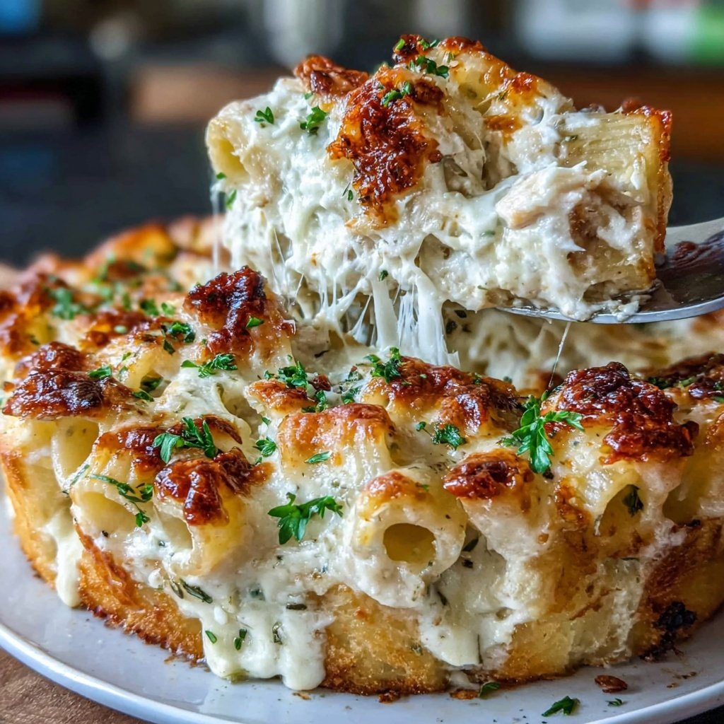 Creamy Garlic Chicken Pasta Bake