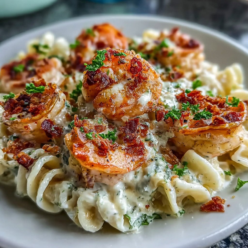 Shrimp Pasta With Garlic Cream Sauce