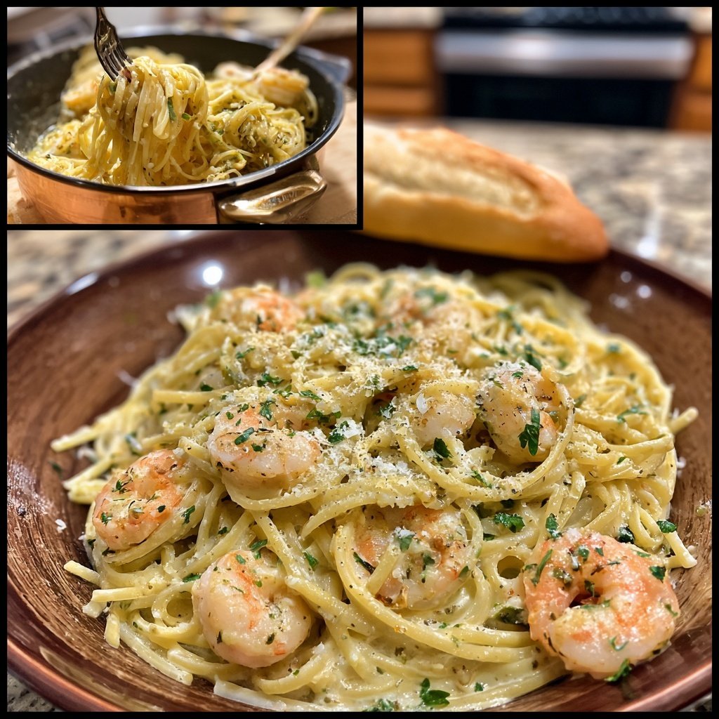 Shrimp And Garlic Cream Pasta