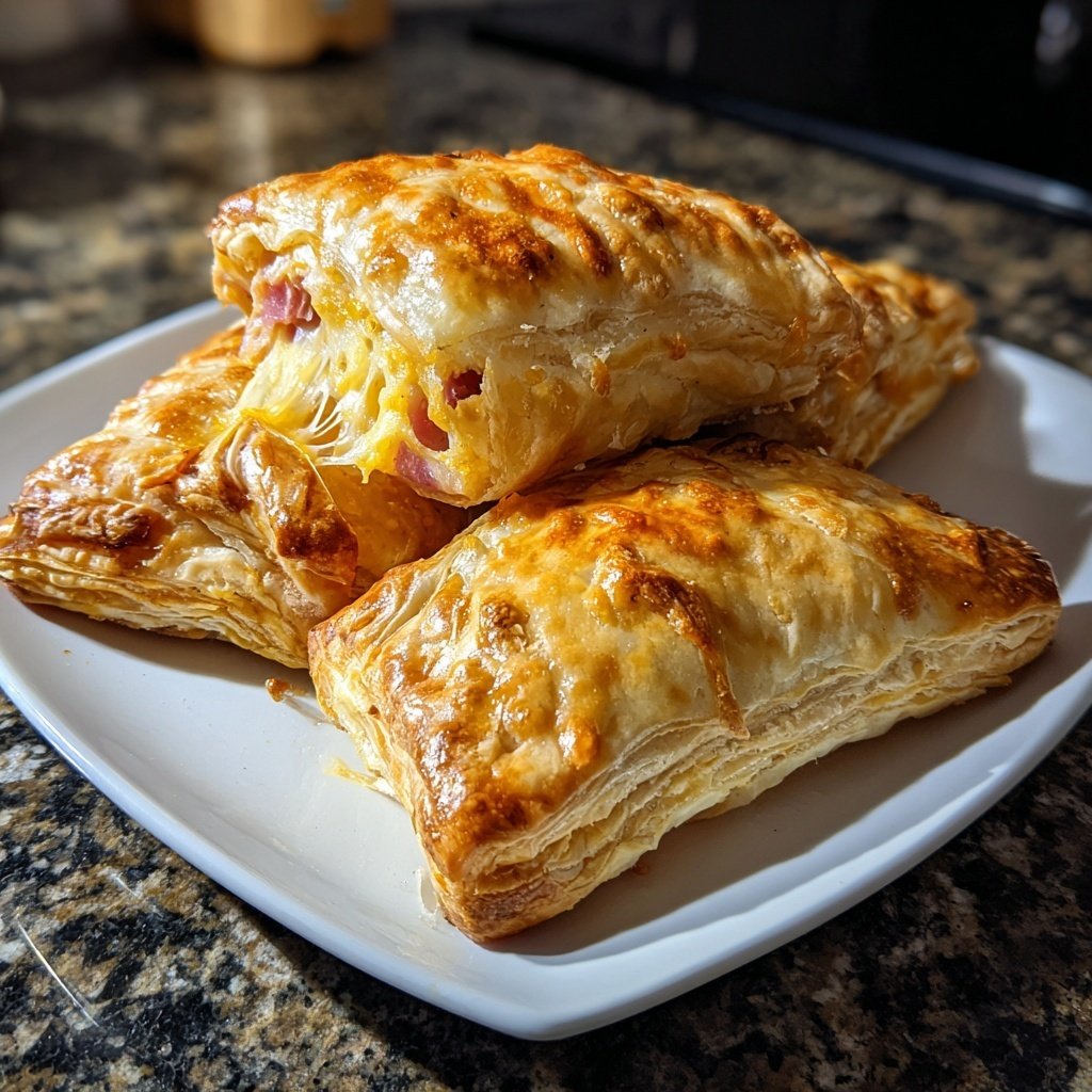 Ham and Cheese Puff Pastry Pockets