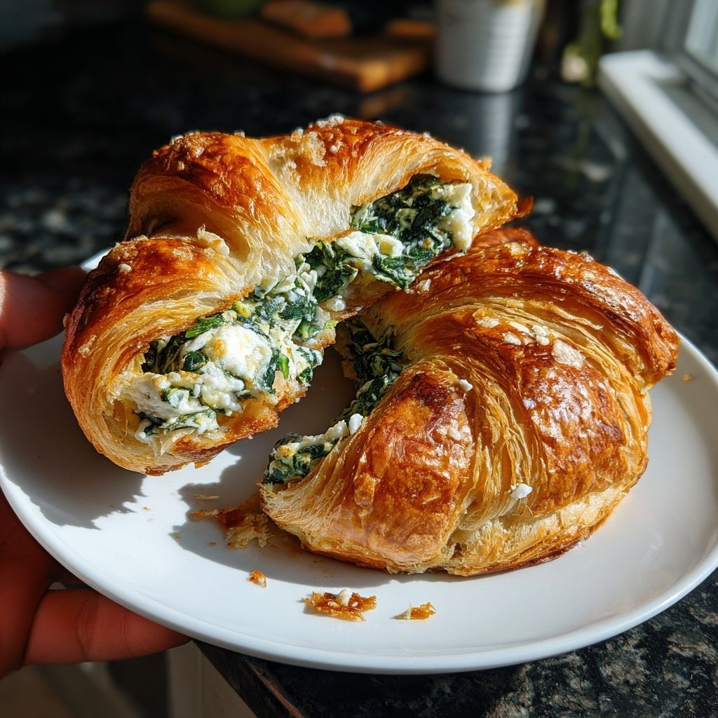Healthy Spinach and Feta Croissant