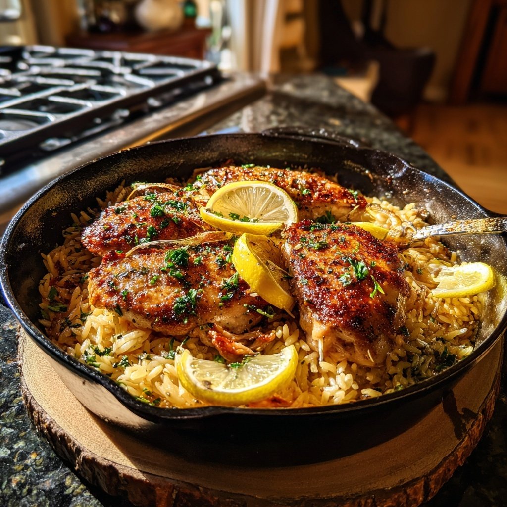 Skillet Lemon Chicken With Orzo