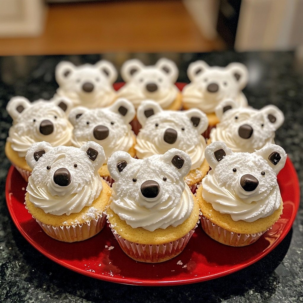 Christmas Polar White Bear Cupcakes